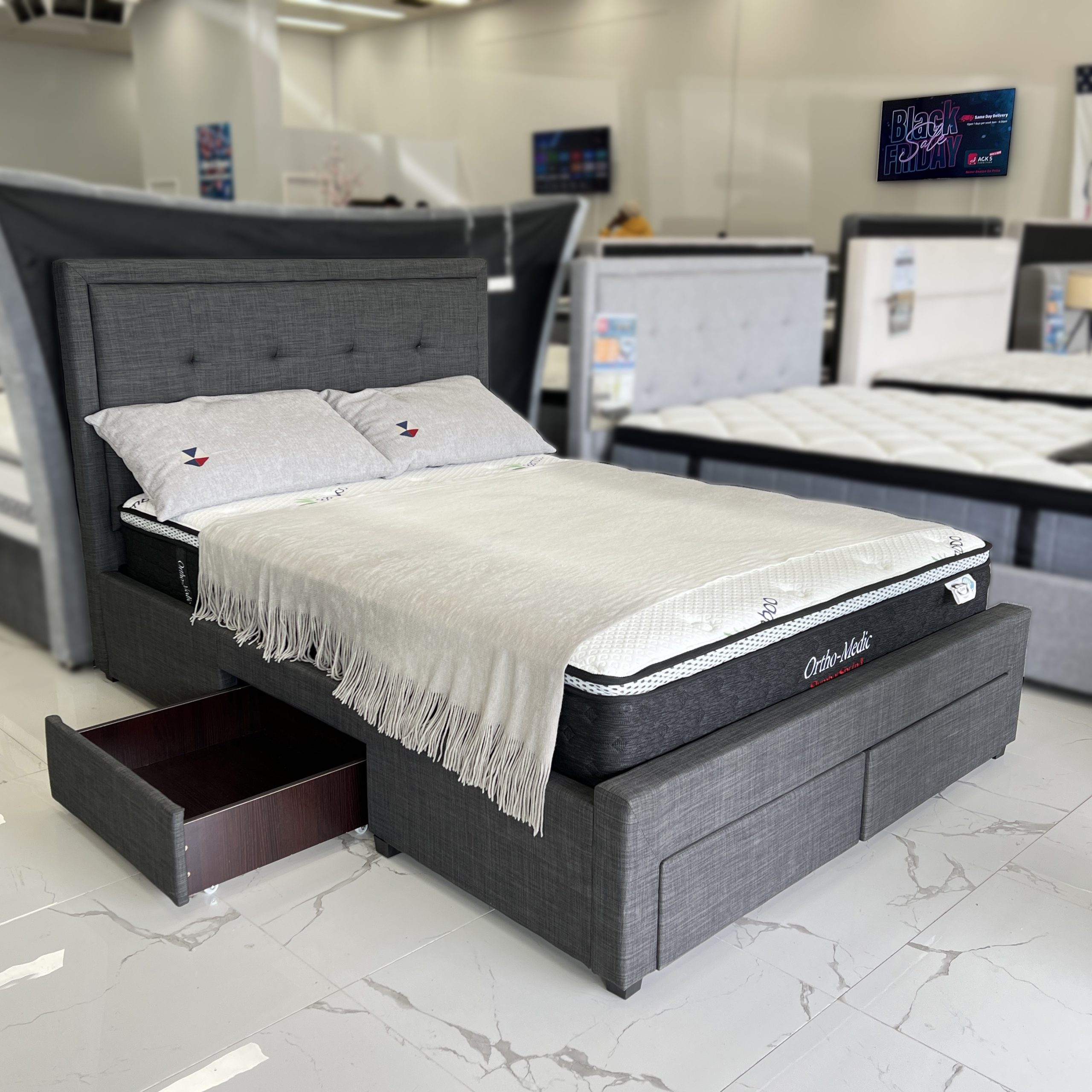 Chanelle Dark Grey King Bed Chanelle Dark Grey King Bed
