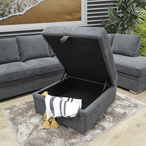 Dakota Dark Grey Belfast Ottoman