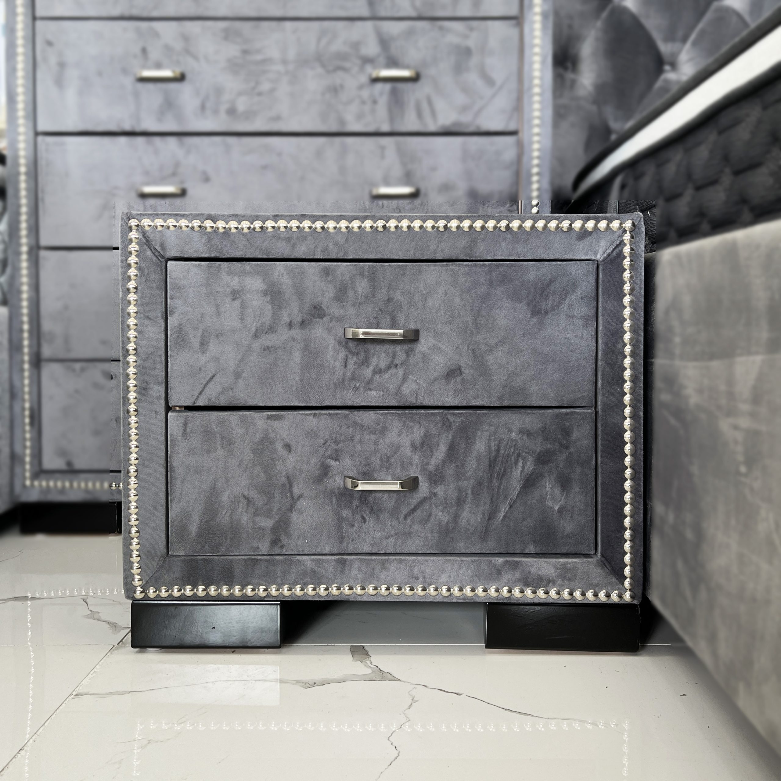 Georgia Grey Velvet - Bedside Georgia Grey Velvet - Bedside