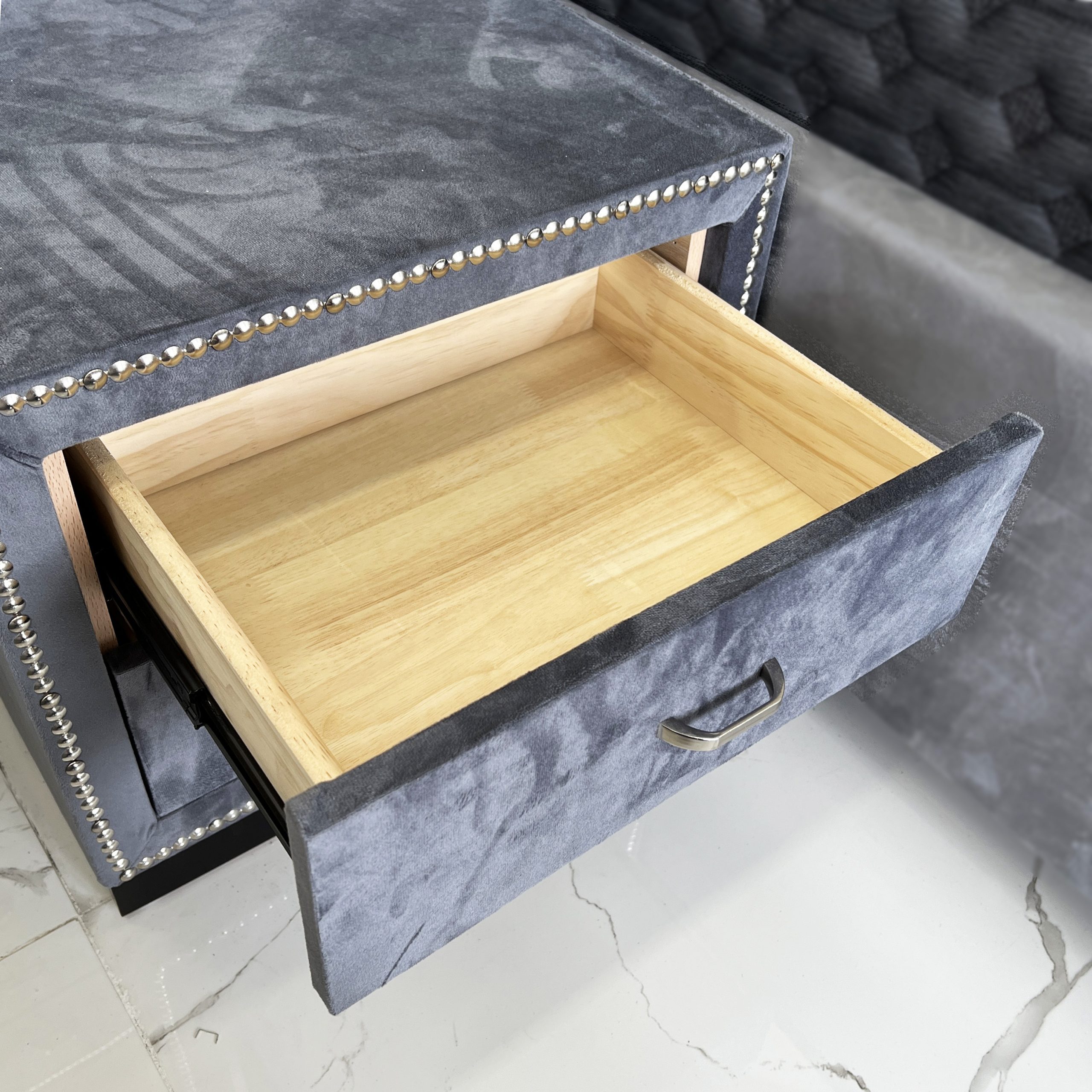 Georgia Grey Velvet - Bedside Georgia Grey Velvet - Bedside