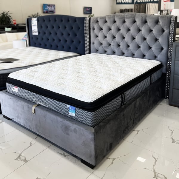 Georgia Grey Velvet Gaslift King Bed