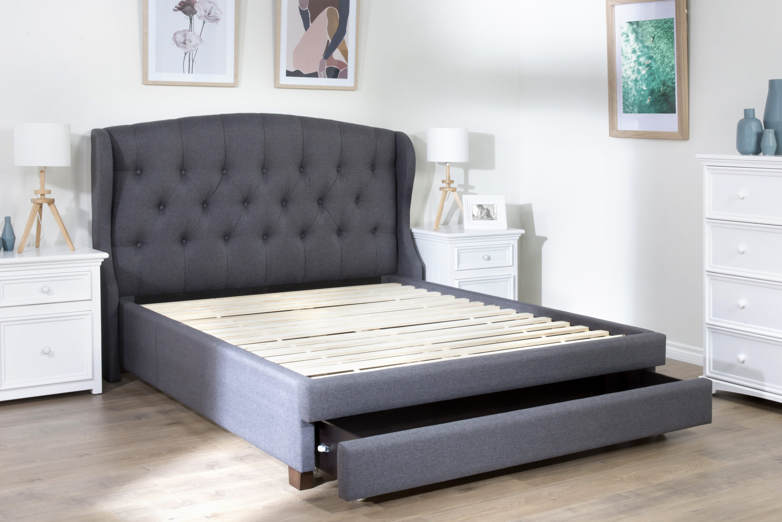 Harper Dark Grey King Bed Harper Dark Grey King Bed