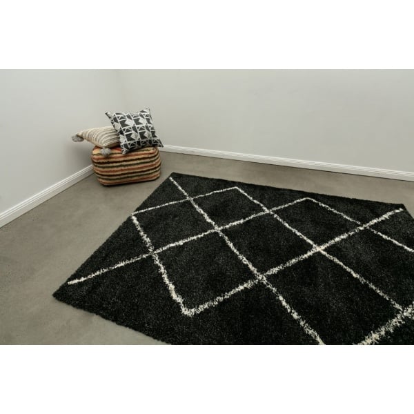 Tribal Anthracite White Rug