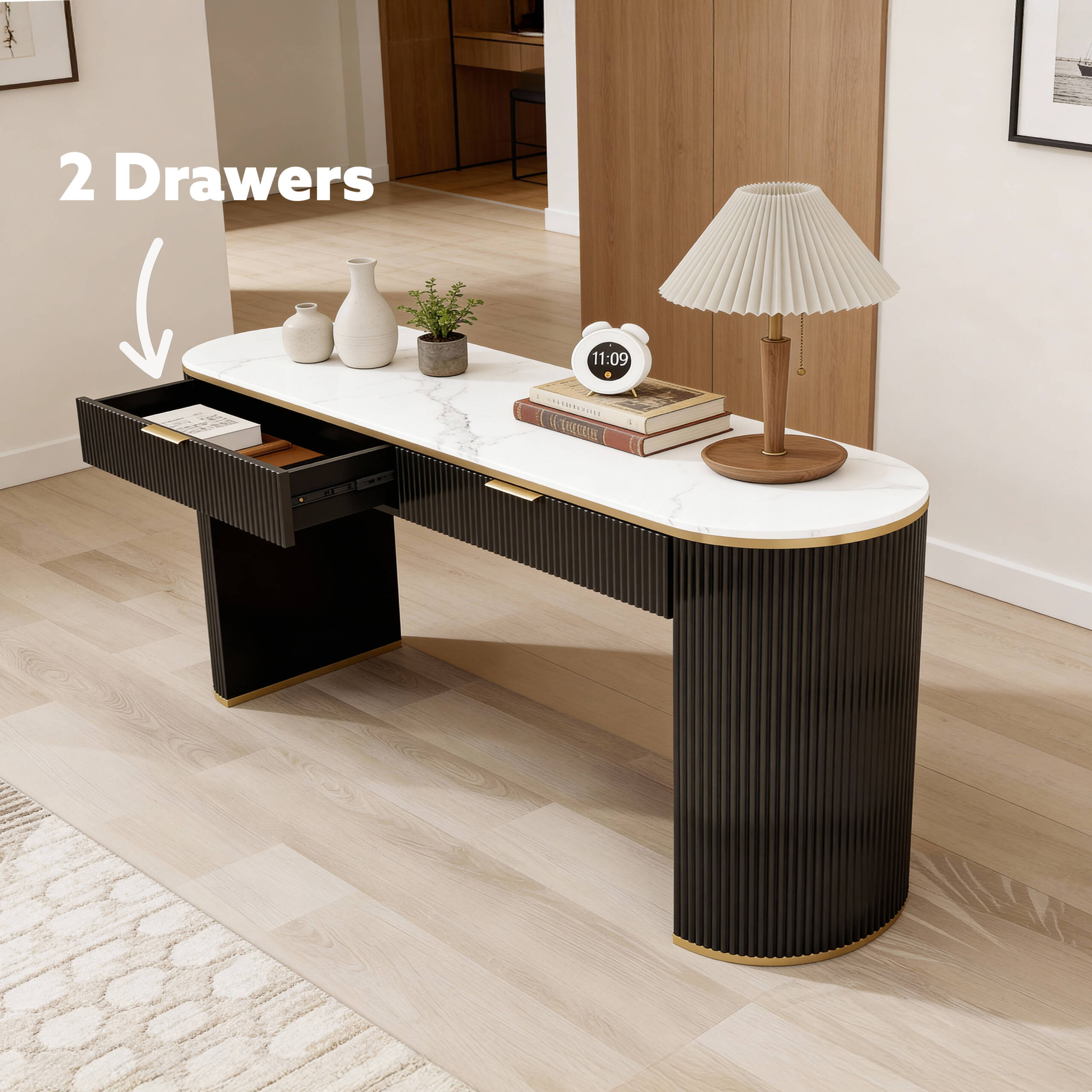 hall table AI with words