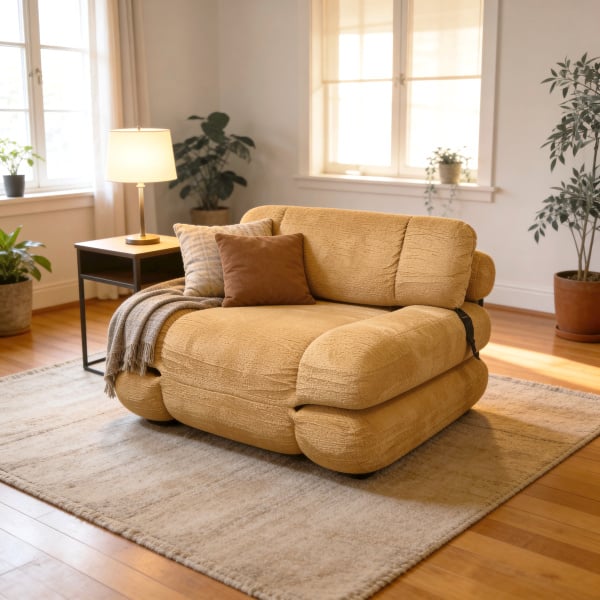 COCOON Graphite/Fawn Fabric Compressed Sofa Bed EOFY SALES 💥📊🏦 - Fawn