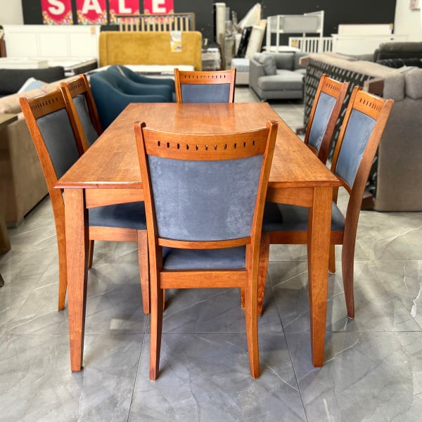 Pre-Loved Wooden Dining Table with 6 Upholstered Chairs 1110-07 - Jack ...