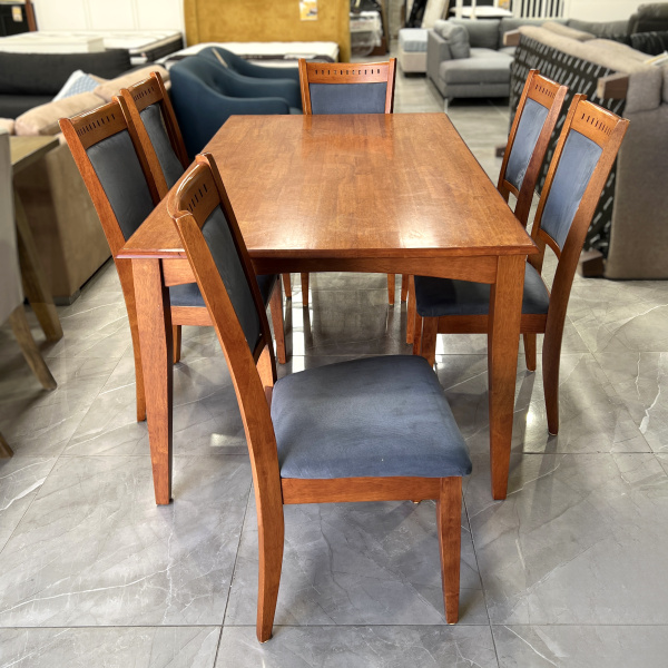 Pre-Loved Wooden Dining Table with 6 Upholstered Chairs 1110-07 - Jack ...